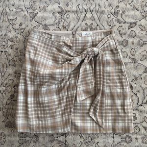 Aritizia Wilfred Plaid Wool Wrap Mini Skirt